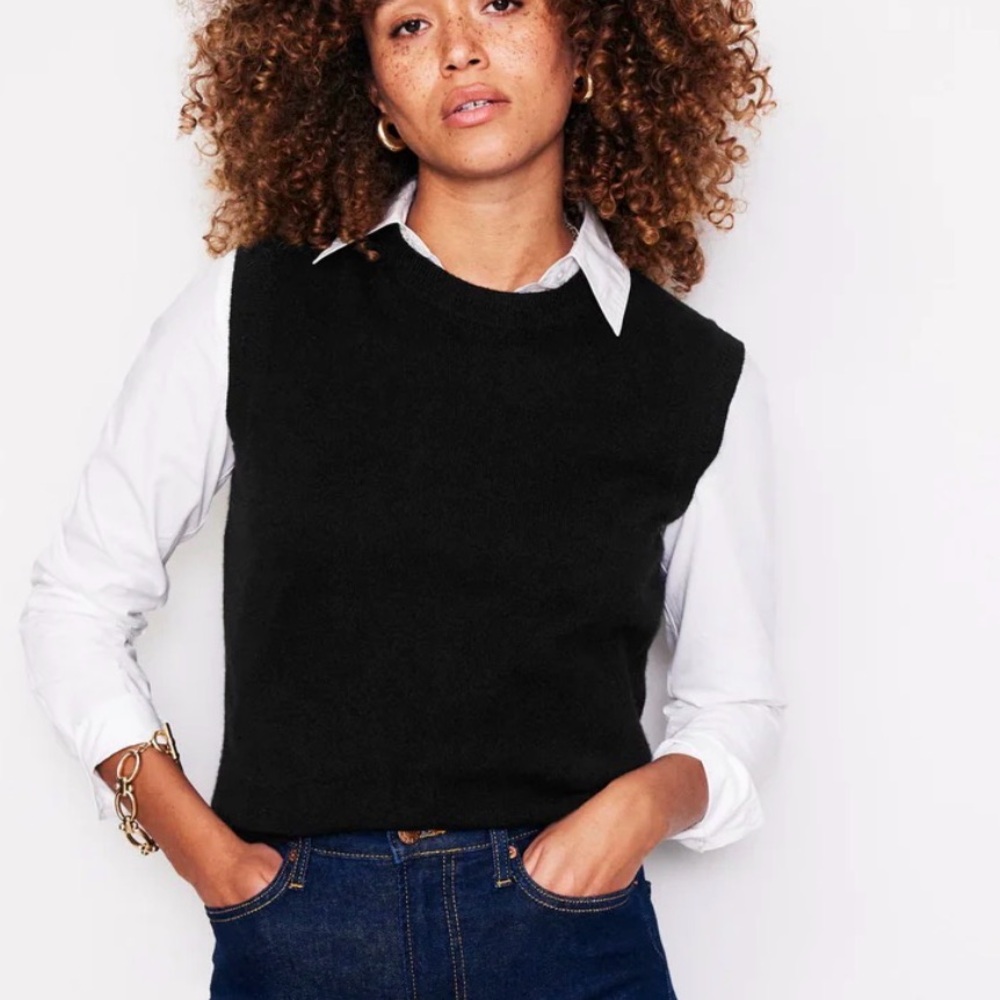 Boden Eva Cashmere Black Vest